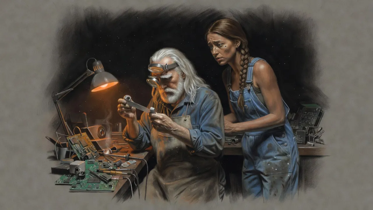 Painted frame: The old man and the tape